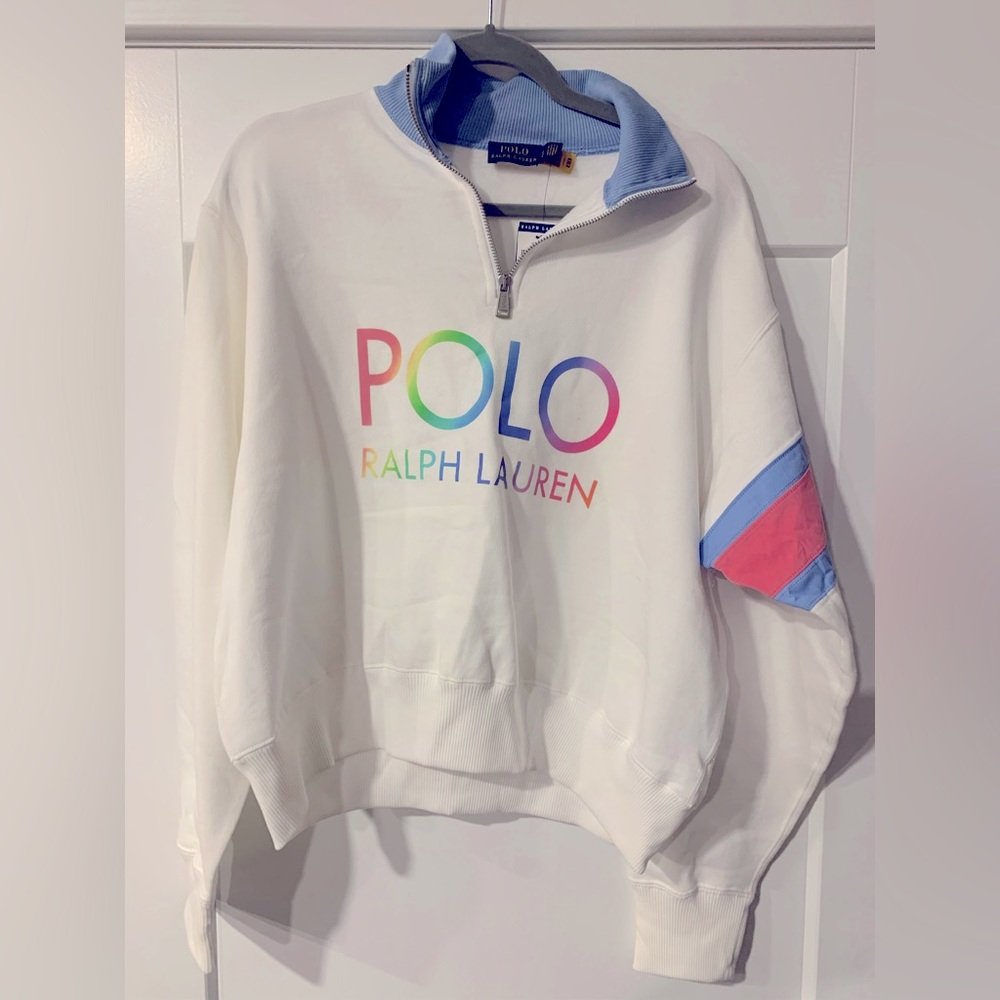 White Polo Ralph Lauren 3/4 Zip Pullover Size L
